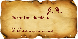 Jakatics Marót névjegykártya